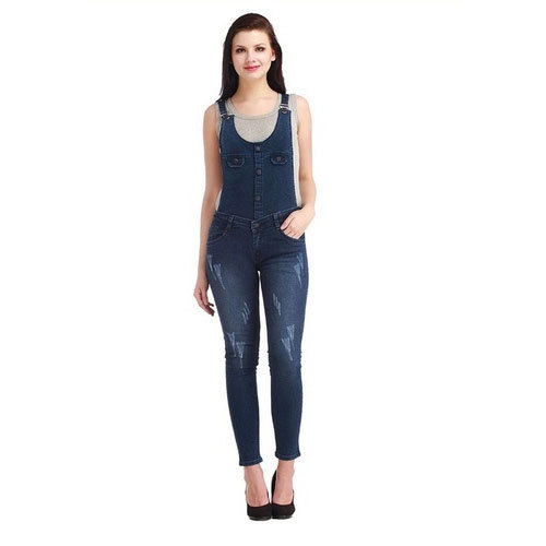 Ladies Printed Denim Dungaree, Occasion : Casual Wear