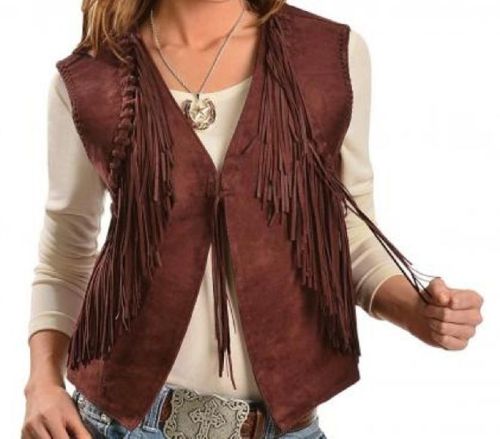 Women NEW Suede Leather Western Vest XS-5XL