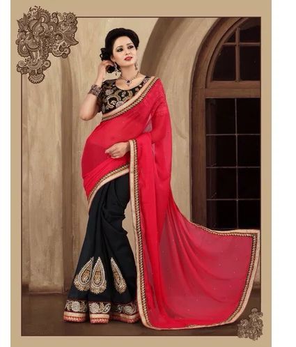 Polyester Party Wear Sarees