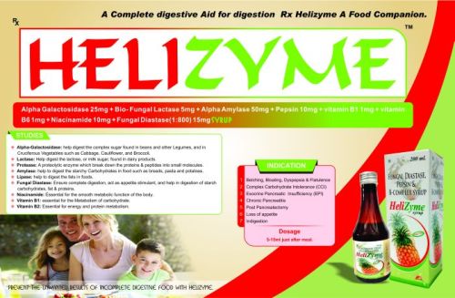 Packed In Plastic Bottles Helizyme Syrup