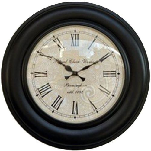WOODEN BLACK EMBOSS WALL CLOCK, Color : Multi Color