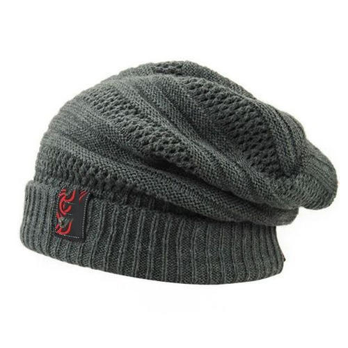 Plain Mens Woolen Beanie Caps, Color : Grey