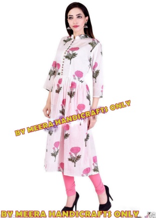 Cotton Block Printed Ladies Kurti, Style : Achkan, Straight