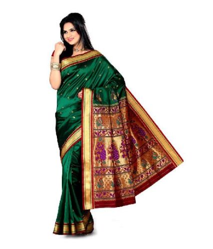 Silk Sarees, Color : Green