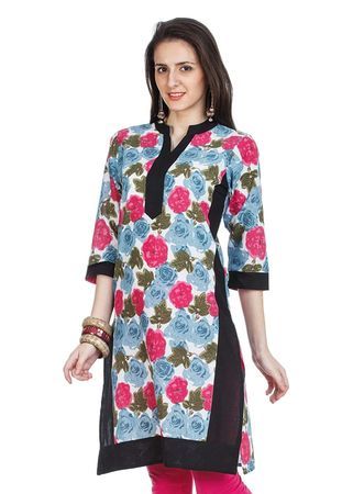 Zovi Pink Floral Printed Kurti