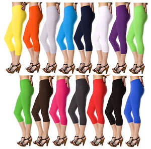 Straight Fit Plain Knee Length Leggings, Size : All Sizes