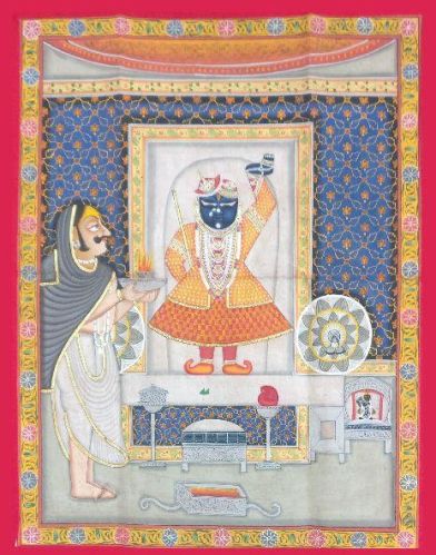 Shrinathji Shringar Handmade Painting, Color : Natural Stone Pigments, Gold, Silver