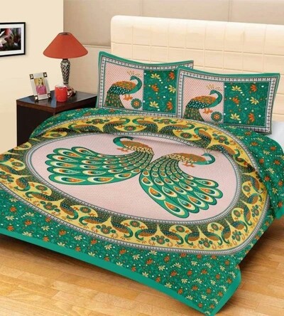 Printed Cotton Bed Sheets, Size : 180x230cm