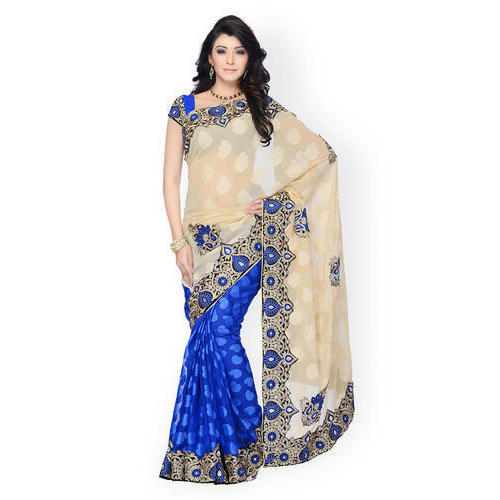 Georgette Designer Sarees, Color : Pink, Blue, White, Violet, Purple