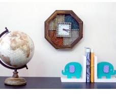 Gemstone Octagon Shape Wooden Wall Clock