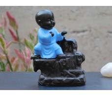 Kung Fu Monk Buddha Smoke Back Flow Cone Incense Holder