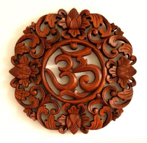 Wooden Om Wall Hanging, Color : Brown