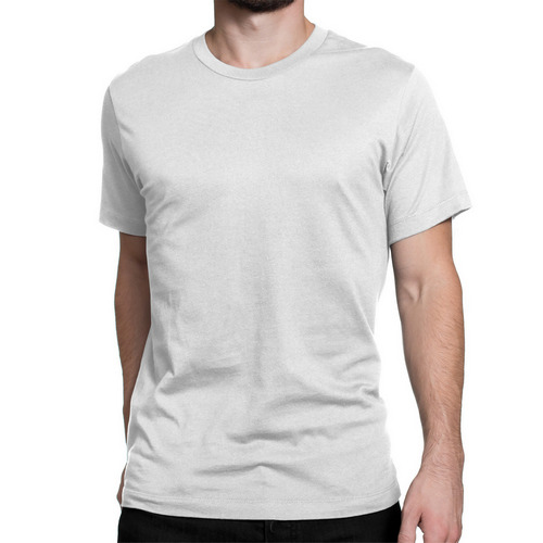 Mens White Round Neck Plain T-Shirts