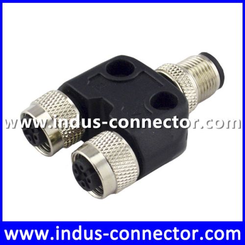 M12 4 Pin Male To Femlae T Connector Underwater Sensor Cable