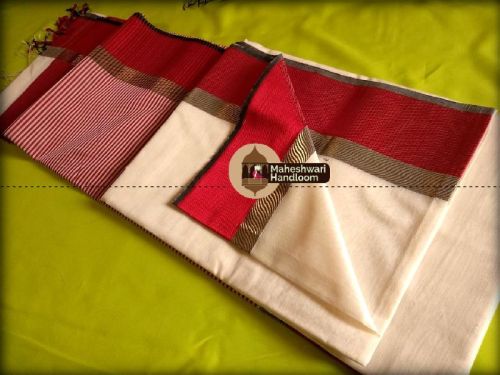 Maheshwari Peach Resham Thread Border Saree, Occasion : Festival Wear