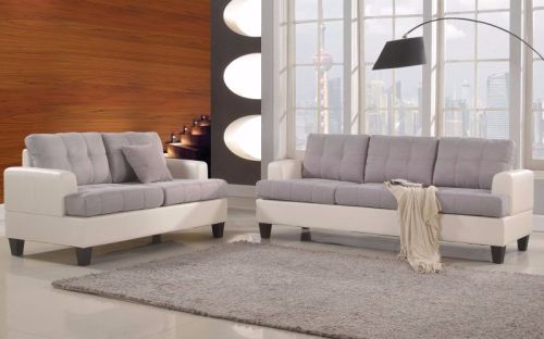 Living Room Sofa Set, Color : White Grey