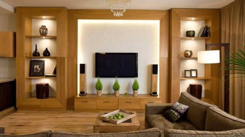 Polished Wood Living Room TV Cabinets, Color : Brown