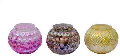 Glass Blossom Votive Holders, For Decoration, Shape : Round