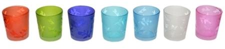 Glass Colored Votive Holders, For Decoration, Pattern : Printed