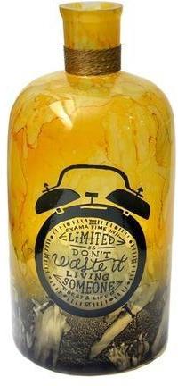 Glass Hand Painted Decorative Bottle, Overall Dimension : 27x13 Cm