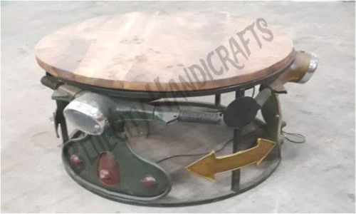 Round Material Used Iron Mango Wood 1307 Coffee Table, For Outdoor Furniture