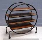 Round Material Used Iron Wood Decorative Rack