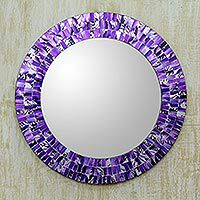 Metal Marble Round Mosaic Mirrors