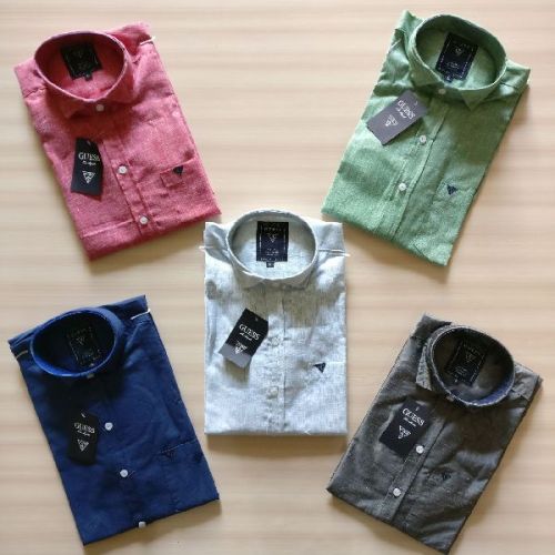 Linen Fabric Guess Mens Shirts, Sleeve Style : Full Sleeve