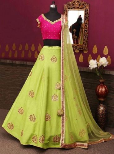 Embroidered Chiffon Lehenga Choli, Occasion : Party Wear