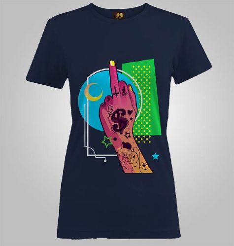 LADIES PRINTED T SHIRTS (MIDDLE FINGER), Size : Small, Medium, Large