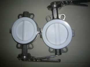 Sanitary Full PTFE Coated Wafer Butterfly Valve For Hydrofluoric Acid, Phosphoric Acid