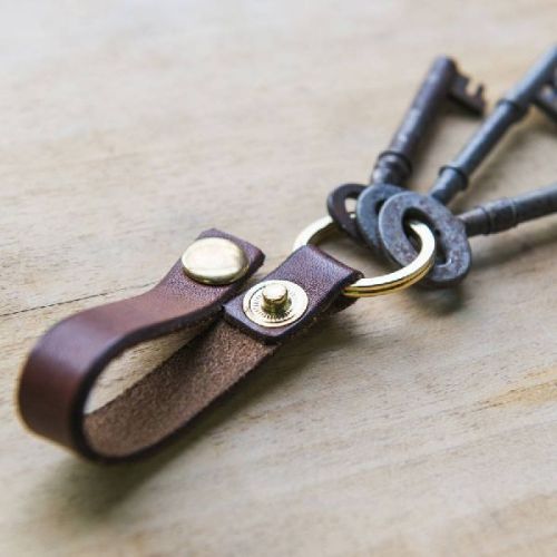 Leather Keyring, For Etc., Color : Brown, Black