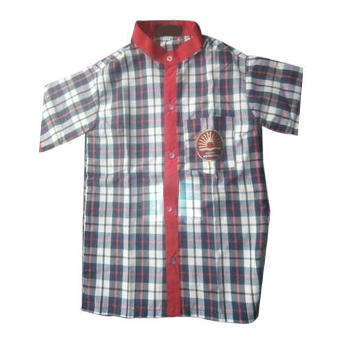 Half Sleeves Cotton Checkered School Shirts, Size : Small, Medium, Large, XL