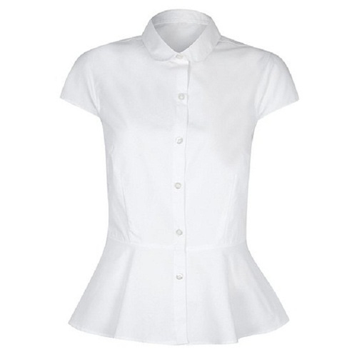 Girls White School Shirts, Pattern : Plain