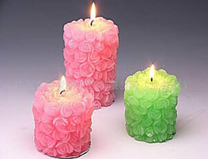 Green Flower Pillar Candle