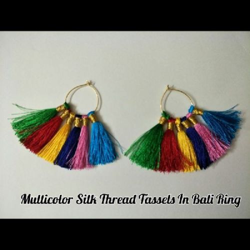 Silk Thread Tassel Bali Earrings, Occasion : Party, Anniversary, Wedding Etc.