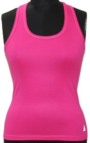 Cotton Plain Pink Racerback Tank Top, Technics : Woven
