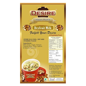 Desire Dry Fruit Milk Premix, Packaging Type : Packet