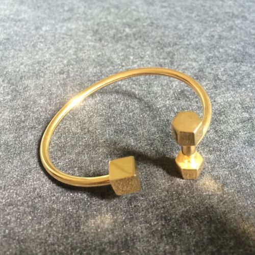Men's Single Square Dumbbell Shaped Open Bangle Bracelets