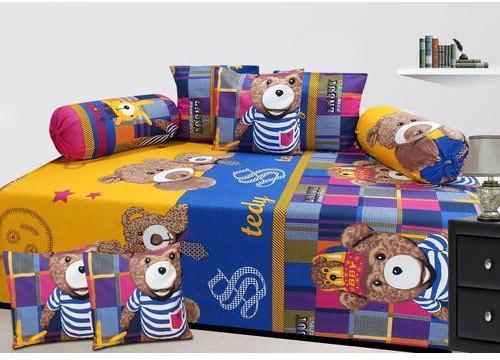 Teddy Print Diwan Bed Sheet Set
