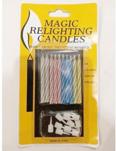 Stick Paraffin Wax Magic Relighting Birthday Candles, Color : Blue, Yellow, Red, White Etc.