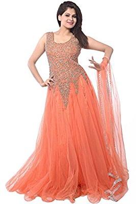 Embroidered Ladies Designer Net Gown, Feature : Skin Friendly