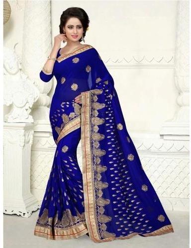 Embroidered Silk Ladies Designer Sarees, Occasion : Casual Wear Party Wear