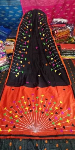 Handloom Cotton Silk Applique Work Sarees