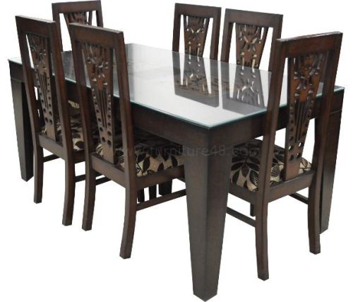 Fabric Dinning Table, Color : Dark Teak