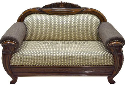 Jute Brown Wooden Classic Sofa