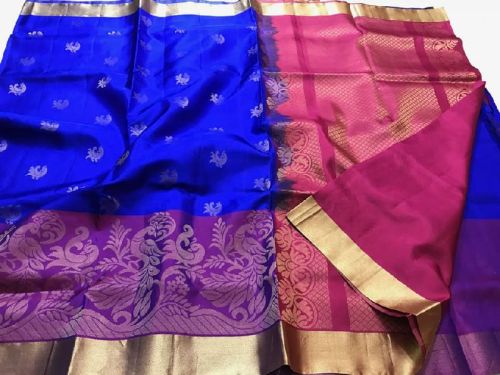 Kanchi Gadwal Pattu Sarees With Meenakari Weaving Border