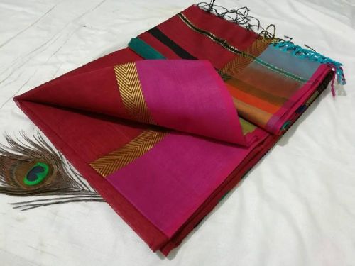 Maheswari Hand Weaving Sarees With Zari Borders