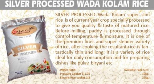 Indian Silver Processed Wada Kolam Rice 10%