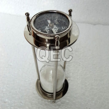 Brass Sand Timer With Compass, Size : 7